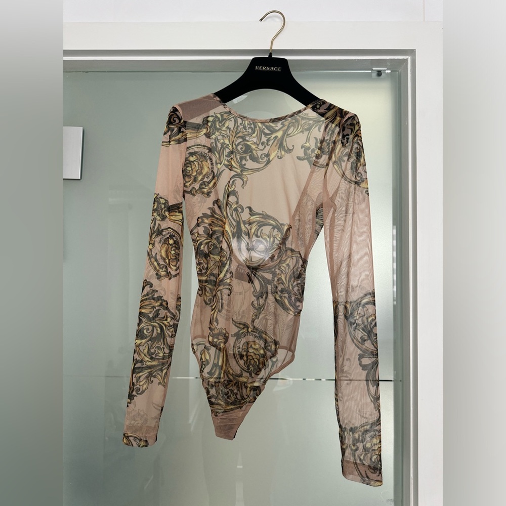 Versace Jeans Couture Sheer Long Sleeve Bodysuit